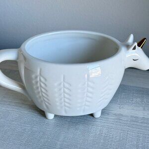 OPALHOUSE Stoneware Unicorn Ceramic Creamer Cup Coffee Mug Planter White & Gold